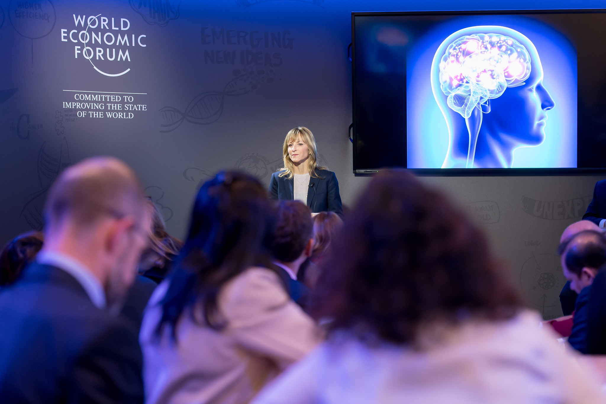 Beth Darnall peaking during the Session "Hypnosis, Pain and the Power of the Mind with Stanford University" at the Annual Meeting 2018 of the World Economic Forum in Davos, January 23, 2018